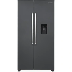 Heinner HSBS-HM439NFINVDGWDE++, 439 L, Clasa E, Full No Frost, Inverter, Dozator apa, Control electronic, 177 cm, Antracit