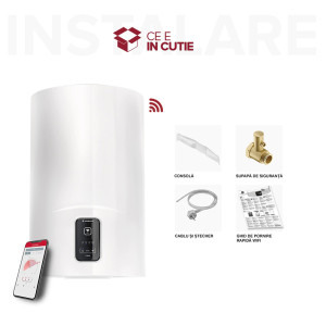 Ariston electric Lydos Wi-Fi 100L, 1800 W, conectivitate internet, rezervor emailat cu Titan