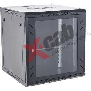 Xcab 12U45S.9004 12U, Wall mount, 600 x 450, Glass door, Negru