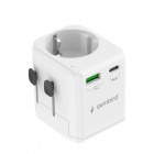 Priza/prelungitor Gembird 1x Schuko, 1x USB-C PD 20W, 1x USB-A QC 18W, 10A, White