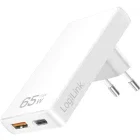 Incarcator retea Logilink PA0368, 1x USB-C, 1x USB, Quick Charge 65 W, GaN, White