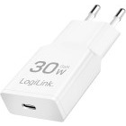 Incarcator retea Logilink PA0347, 1x USB-C, Quick Charge 30 W, GaN, White