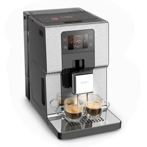 Krups automat Intuition Experience EA876D10, 17 retete, 4 profiluri de utilizatori, 4 trepte de tarie a cafelei, Negru/ argintiu, 1550W, 15bar, 3L, Argintiu-Negru