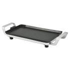 Fram Gratar electric FEG-F2500SL, 2500W, placa fixa turnata, invelis antiaderent, placa 52 X 26 cm, temperatura ajustabila, maner rece, maner din aluminiu turnat, Negru/Argintiu, Negru-Gri