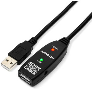 Cablu periferice AXAGON ADR-210 Active Repeater USB 2.0 tip A male - USB 2.0 tip A female, 10m, Negru