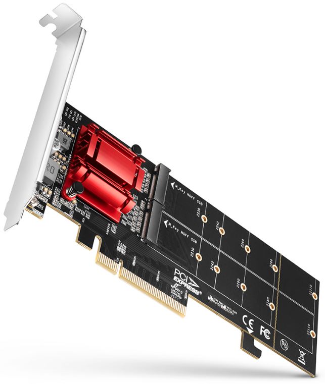 Adaptor AXAGON PCEM2-ND 1x PCI-E Male - 2x M.2 PCI-E SSD