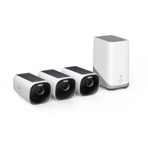 eufy Kit supraveghere video eufyCam 3 S330, 4K Ultra HD, Incarcare solara, BionicMind, Nightvision, Homebase 3 + 3 camere video