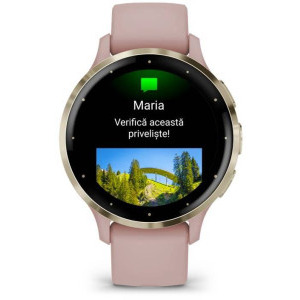 Garmin Venu 3S, GPS, Wi-Fi, curea silicon, Pink Dawn/Soft Gold