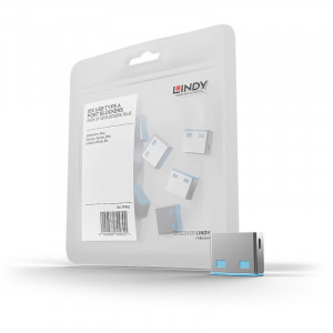 Adaptor LINDY Dispozitiv blocare port USB tip A, 10 bucati (fara cheie), albastru