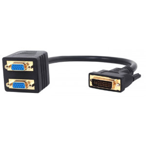 Adaptor Gembird 1x DVI-I Male - 2x VGA Female, negru