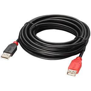 LINDY USB 2.0 tip A Male - USB 2.0 tip A Female, 5m, negru-rosu