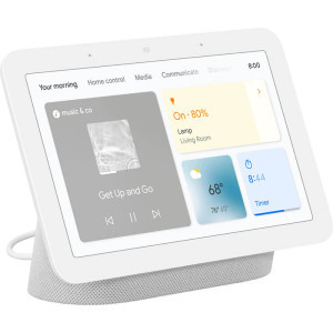 Google Nest Hub (2nd Gen) + 7" touchscreen, Wi-Fi, Bluetooth, 3 Microfoane, Google Asistant Built In, Alb