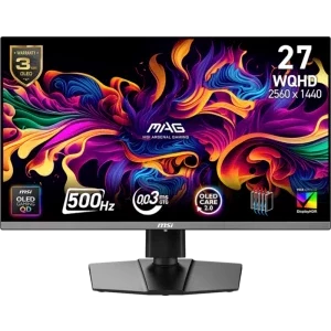 Monitor LED MSI Gaming MAG 272QP QD-OLED X50 27 inch QHD QD-OLED 0.03 ms 500 Hz USB-C HDR FreeSync Premium Pro