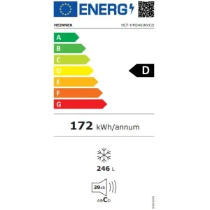 Heinner HCF-HM246INVCD, 246 L, Clasa D, Inverter, Sistem convertibil racire / congelare, Control electronic, Alb
