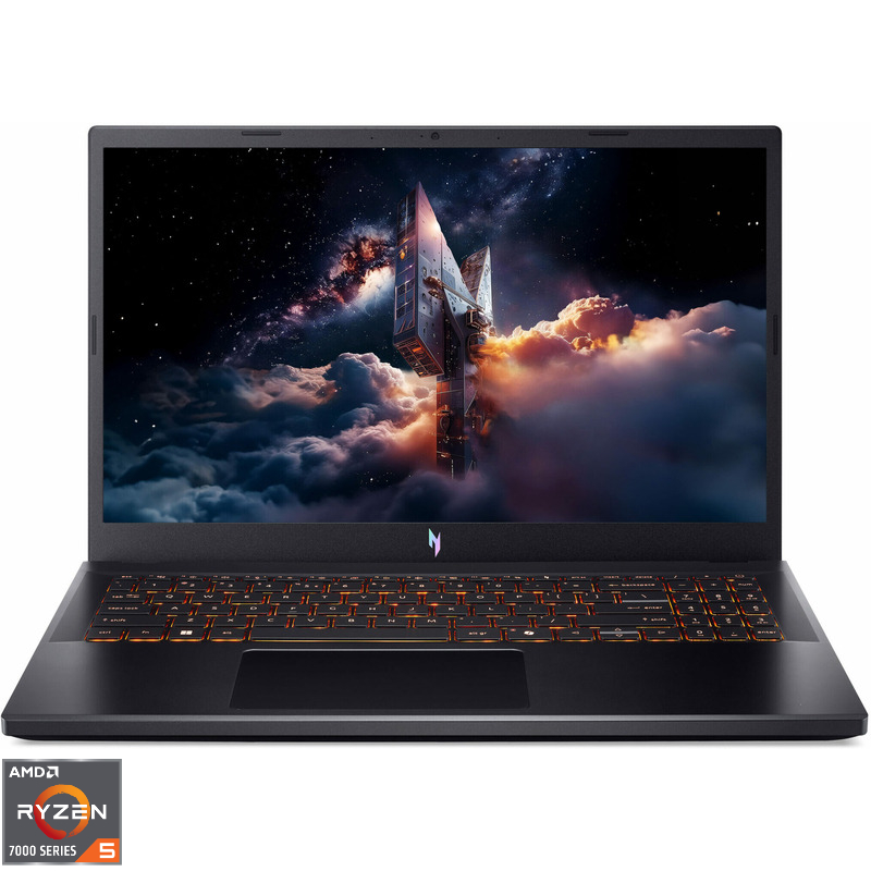 Laptop Acer Gaming 15.6'' Nitro V 15 AI ANV15-42, FHD IPS 165Hz, Procesor AMD Ryzen™ 5 7640HS (16M Cache, up to 5.00 GHz), 16GB DDR5, 512GB SSD, GeForce RTX 4050 6GB, No OS, Obsidian Black