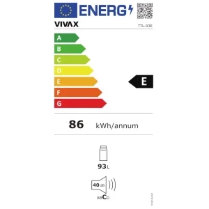 VIVAX TTL-93E, 93 L, Clasa E, Control mecanic, Iluminare LED, 85 cm, Alb