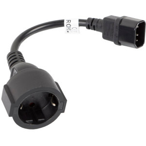Lanberg Cablu adaptor Schuko Female - IEC320/C14 Male, 0.2m, negru