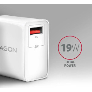 AXAGON ACU-QC19W, 1x USB, Quick Charge 19 W, White