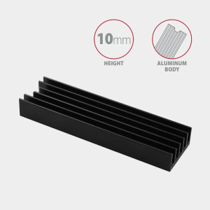 AXAGON Cooler Pasiv CLR-M2L10, Pentru M.2 SSD 80mm, Aluminiu, paduri termice silicon incluse, inaltime 10mm