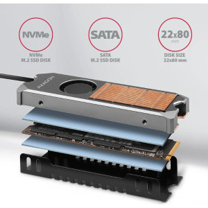AXAGON CLR-M2FAN Cooler M.2 SSD, Copper, cu ventilator