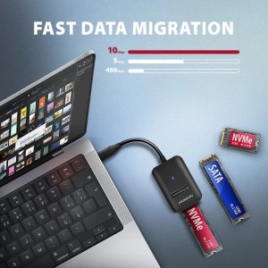 AXAGON ADM2-CM 1x USB-C Male - 1x M.2 NVMe/SATA Female, 10cm, negru