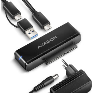 Adaptor AXAGON ADSA-FPX 1x USB 3.2 Gen 2 tip C Male - 1x SATA III 2.5/3.5 inch SSD/HDD Female, 0.6m, negru