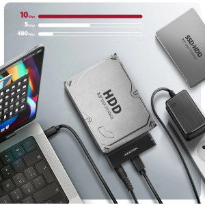 AXAGON ADSA-FPX 1x USB 3.2 Gen 2 tip C Male - 1x SATA III 2.5/3.5 inch SSD/HDD Female, 0.6m, negru