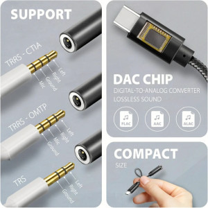 AXAGON ADA-HC, 1x USB-C Male - 1x Jack 3.5 mm Female, negru