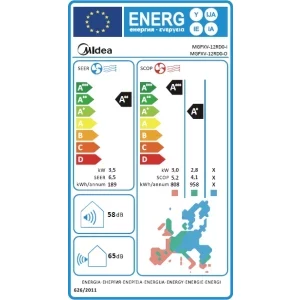 Midea Solunar Lite, Gama 2026, 12000 BTU, Clasa A++/A+, Wi-Fi, Inverter, AI EcoMaster