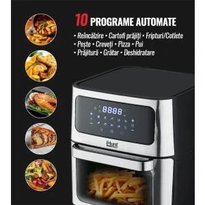 iHunt Friteuza cu aer cald Bro Rotary, 1800W, 12L, Negru/Argintiu