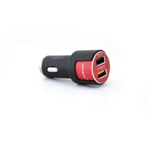 Lemontti 2x USB, QC 3.0, 18W, Black/Red + cablu USB-C
