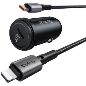 Mcdodo 1x USB-C Fast Charging PD, 30W, Black + cablu USB-C la Lightning