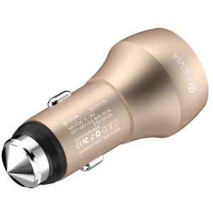 Devia 2x USB, QC 3.0, Gold Emergency Hammer
