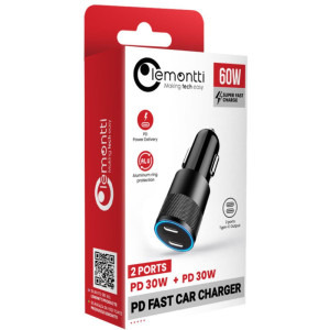 Lemontti 2x USB-, Super Fast Charge, 60W, Black