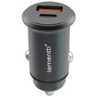 Incarcator auto Lemontti 1x USB-C Fast Charging PD, 1x USB-A QC 3.0, 65W, Black