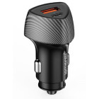 Incarcator auto Lemontti 1x USB-C Fast Charging PD, 1x USB-A QC 3.0, 48W, Black