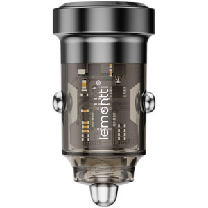 Lemontti 1x USB-C Fast Charging PD, 1x USB-A QC 3.0, 45W, Transparent/Black