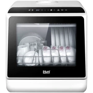 Masina de spalat vase iHunt Bro, Compacta, 5 programe, Clasa D, Alb