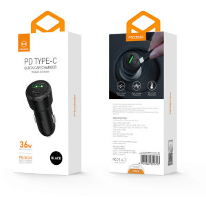 Mcdodo 1x USB-C, 1x USB-A, 36W, Black