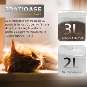 iHunt Dozator automat de hrana & Fantana de apa pentru animale Smart Pet Care Pack Alb
