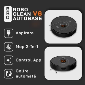 iHunt Bro Robo Clean V6 AutoBase, 2600 mAh, 5000Pa, 0.25 L + 3L, Negru