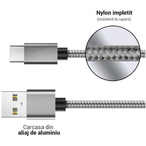 Lemontti USB Male la USB-C Male, 0.5m/1m, Black/Grey, Set