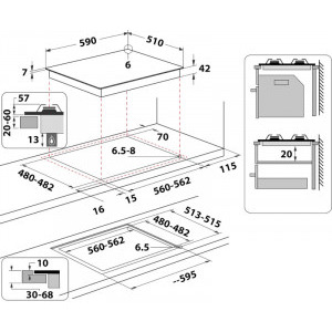 Whirlpool GOFL629S, Gaz, 4 arzatoare, MultiStep, Gratar fonta, 60 cm, Sticla argintie