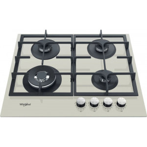 Whirlpool GOFL629S, Gaz, 4 arzatoare, MultiStep, Gratar fonta, 60 cm, Sticla argintie
