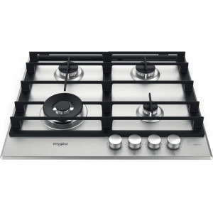Plita incorporabila Whirlpool GMWL628IXLEE, Gaz, 4 zone gatit, Gratar fonta, 60 cm, Inox