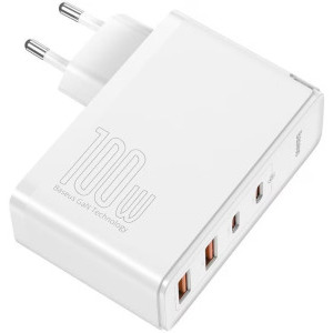 Baseus GaN2 Pro, 2x USB, 2x USB-C, Quick Charge 100W, White