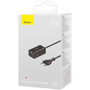 Baseus GaN3 Pro, 2x USB, 2x USB-C, Quick Charge 65W, Black