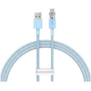 Cablu de date / adaptor Baseus Explorer, USB Male la USB-C Male, 100W 2 m, Quick Charge, Light Blue, amperaj maxim suportat 6A