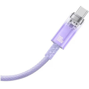 Baseus Explorer, USB Male la USB-C Male, 100W 2 m, Quick Charge, Purple, amperaj maxim suportat 6A