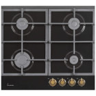 Plita incorporabila Fram FBH-S4IWF-GRBK, Gaz, 4 arzatoare, Aprindere electrica integrata, Sistem de siguranta, 60 cm, Negru